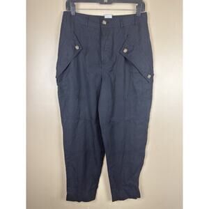 NWT Express Super High Rise Button Fly Pants Women's Size 8 Black Lyocell Cargo